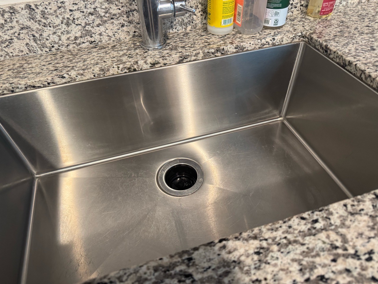 Kitchen counter and sink after a deep clean